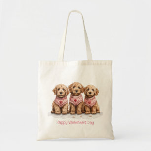 Happy Valentines Day Goldendoodle Dogs Tote Bag