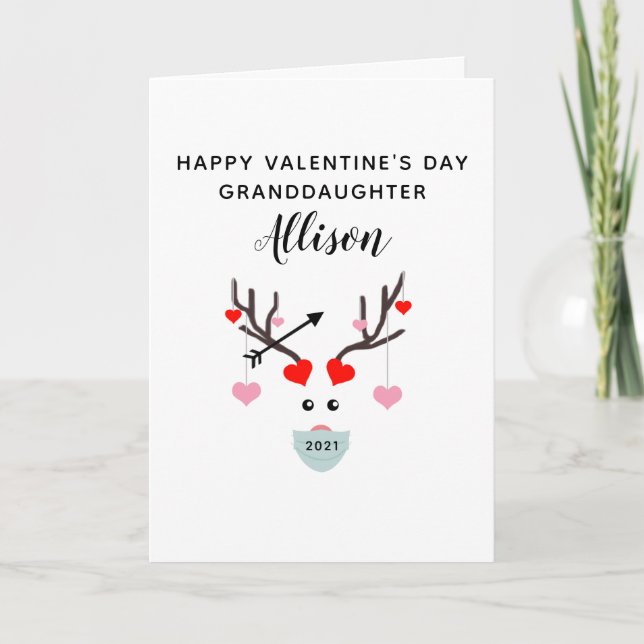 Happy Valentines Day Granddaughter Personalised Card (Front)