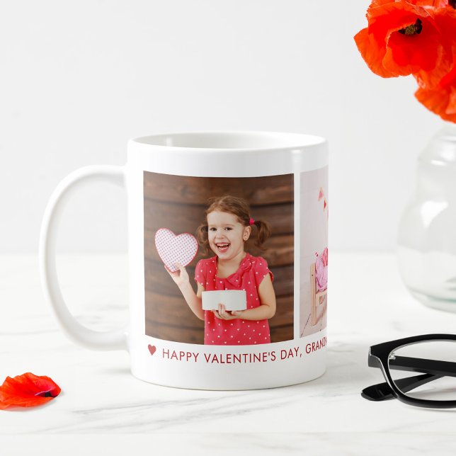 Happy Valentine's Day Grandma 3 Photo Custom Coffee Mug (Creator Uploaded)