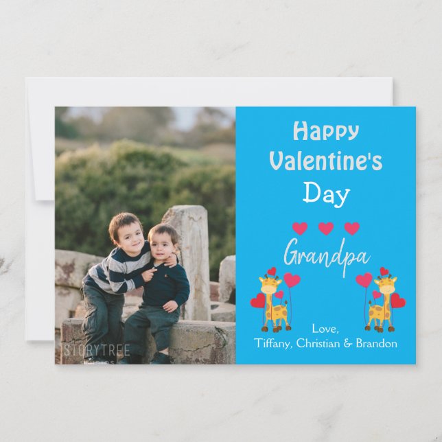 Happy Valentine's Day Grandpa Photo Safari Invitation (Front)