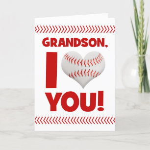 Happy Valentine's Day Grandson Baseball Heart Holiday Card