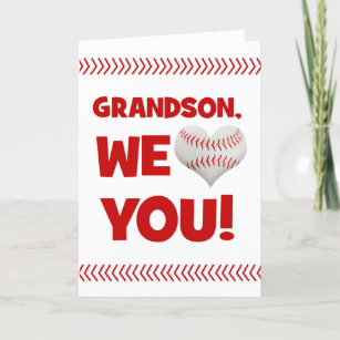 Happy Valentine's Day Grandson From Both Baseball Holiday Card