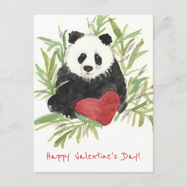 Happy Valentine's Day Grandson Panda Bear Holiday Postcard (Front)