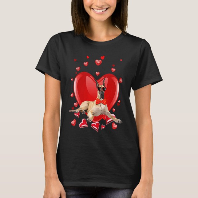 Happy Valentines Day Great Dane   Dog  V Day T-Shirt (Front)