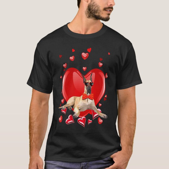Happy Valentines Day Great Dane   Dog  V Day T-Shirt (Front)