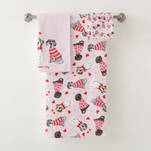 Happy Valentines Day Great Dane Dogs Bath Towel Set