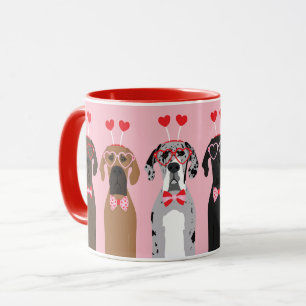 Happy Valentines Day Great Dane Dogs Mug