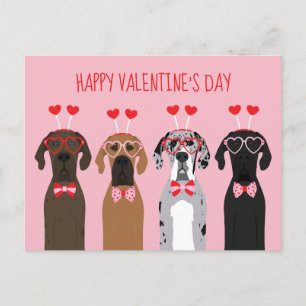 Happy Valentines Day Great Dane Dogs Postcard