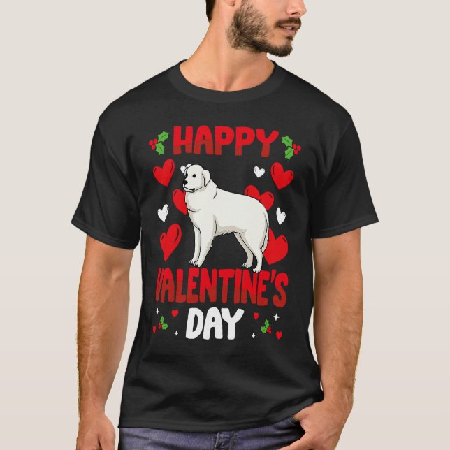 Happy Valentines Day Great Pyrenees Heart Love Ani T-Shirt (Front)