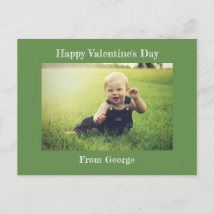 Happy Valentine's Day Green Family Photo Postcard