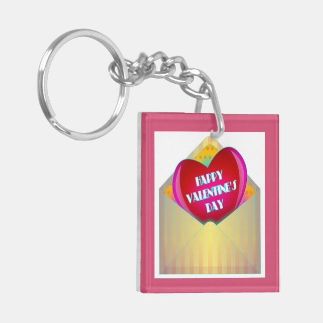 "HAPPY VALENTINE'S DAY" GREETING CARD KEY RING (Front Left)