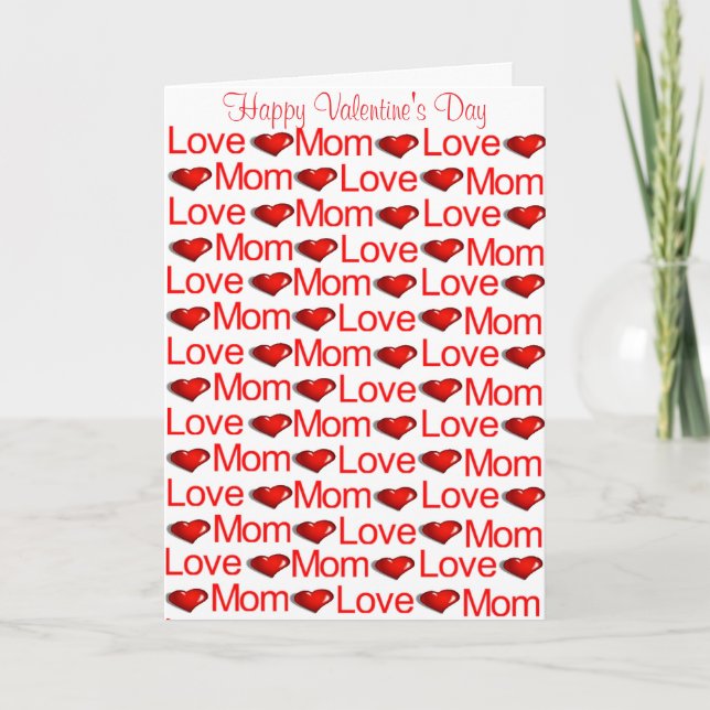 Happy Valentine's Day Greeting Card Mum Red Heart (Front)