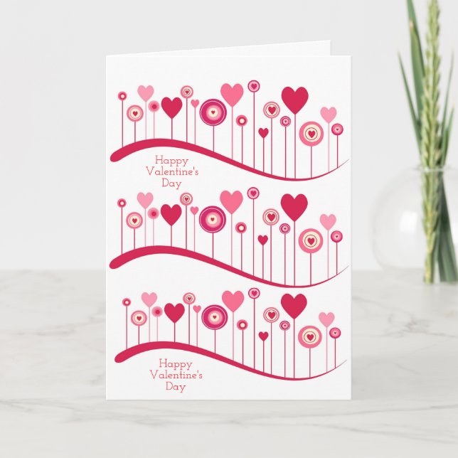 Happy Valentine's Day Greeting Card Pink Red Heart (Front)