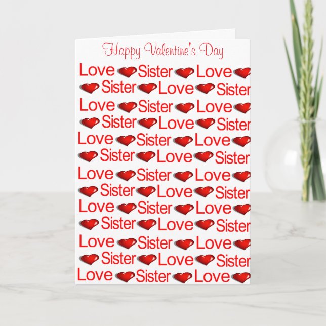 Happy Valentine's Day Greeting Card Sister Heart (Front)