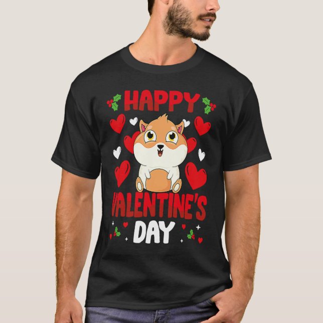 Happy Valentines Day Guinea Pig Heart Love Animal T-Shirt (Front)