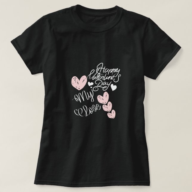Happy Valentine's Day  Hand Drawn Hearts Tee (Design Front)