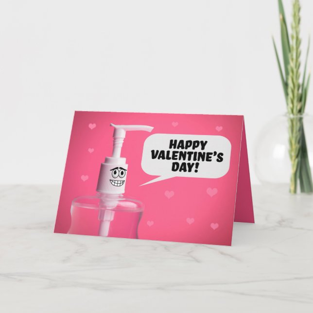 Happy Valentine's Day Hand Sanitizer Humour Holiday Card (Front)