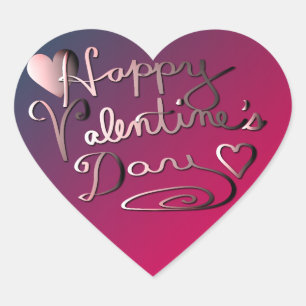 "Happy Valentine's Day"Hand-written PurpleGradient Heart Sticker