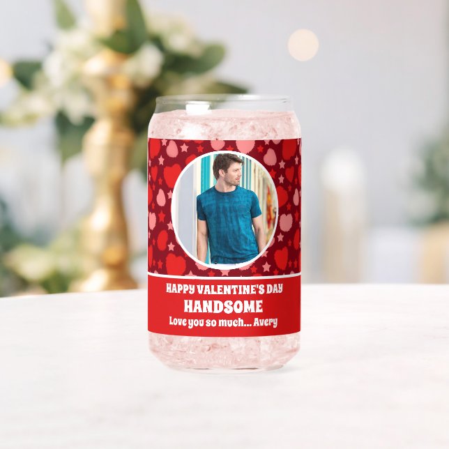 Happy Valentine's Day Handsome Photo  Can Glass (Insitu (Wedding))