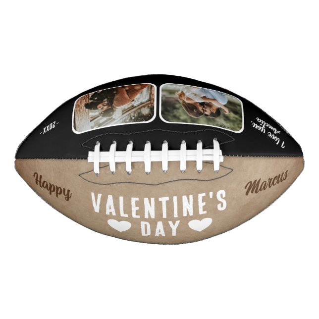 Happy Valentine's Day Heart 2 Photos  American Football (Front)