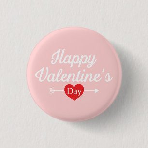 Happy Valentine's Day Heart 3 Cm Round Badge