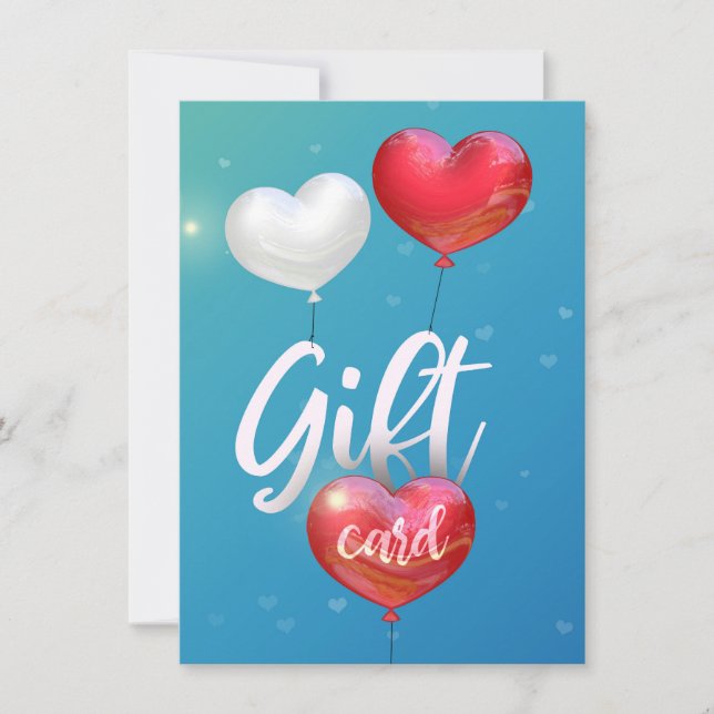 Happy Valentine's Day Heart Balloons Gift Card (Front)