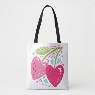 Happy Valentines Day. Heart Cherries Tote Bag