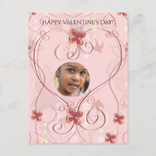 Happy Valentine's Day Heart Flowers Photo Card