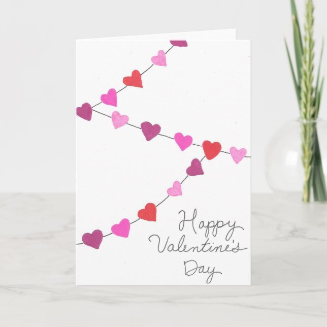 Happy Valentine's Day Heart Garland Folding Card (Front)