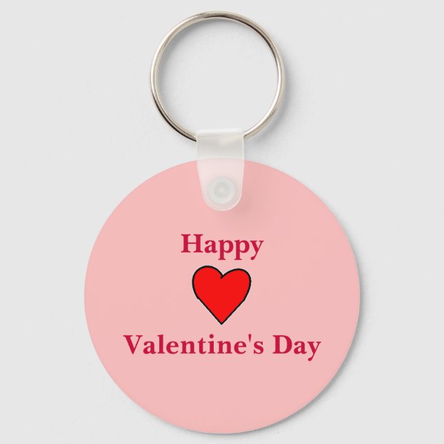Happy Valentine's Day Heart Key Ring (Front)