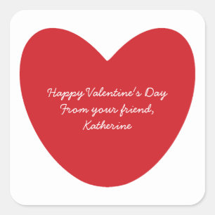 Happy Valentine's Day heart kids classroom custom Square Sticker