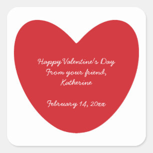 Happy Valentine's Day heart kids classroom custom Square Sticker