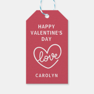 Happy Valentine's Day Heart Love Gift Tags