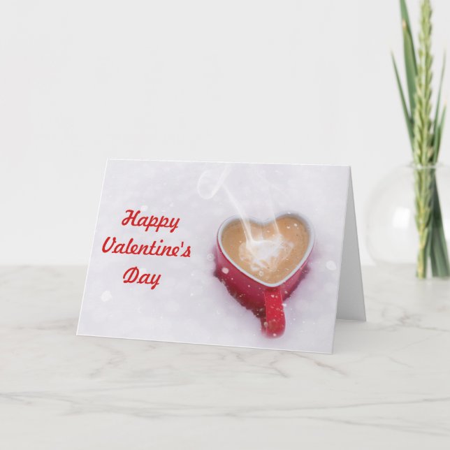 Happy Valentines Day Heart Mug Card (Front)