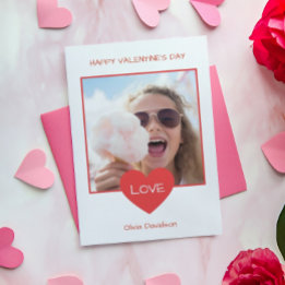 Happy Valentines Day Heart Photo Frame Holiday Card
