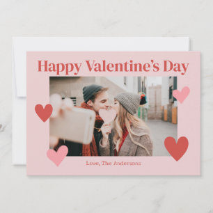 Happy Valentines Day Heart Pink Photo Card