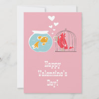 Happy Valentine's Day Heart Red Parrot Golden Fish