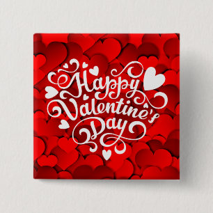 Happy Valentine's Day Heart Shape-23803 15 Cm Square Badge