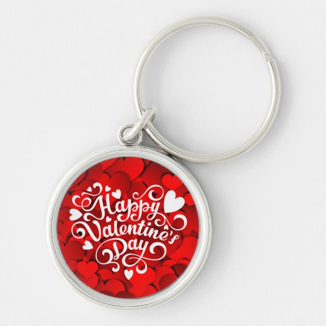 Happy Valentine's Day Heart Shape-23803 Key Ring (Front)