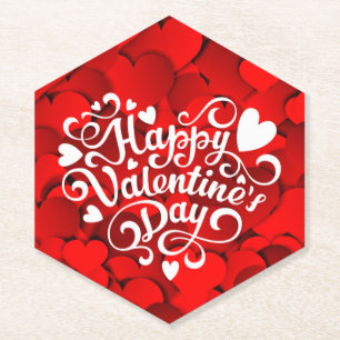Happy Valentine's Day Heart Shape-23803 Paper Coaster