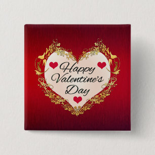 Happy Valentine's Day Heart Shape-47949 15 Cm Square Badge