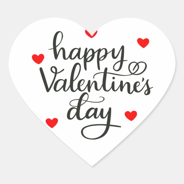 Happy Valentine's Day Heart Sticker (Front)
