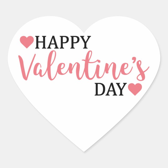 Happy Valentine's Day Heart Sticker (Front)