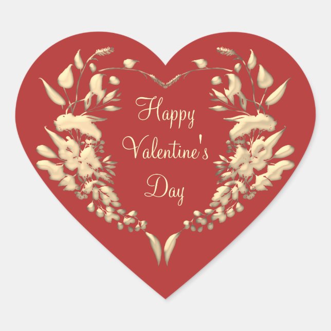 Happy Valentine's Day Heart Sticker (Front)