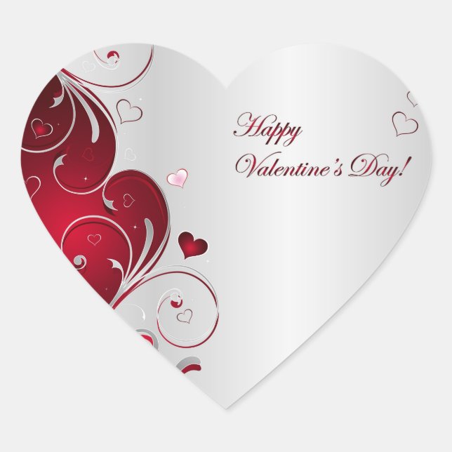 Happy Valentine's Day Heart Sticker (Front)