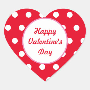 Happy Valentine's Day Heart Stickers (Red & White)