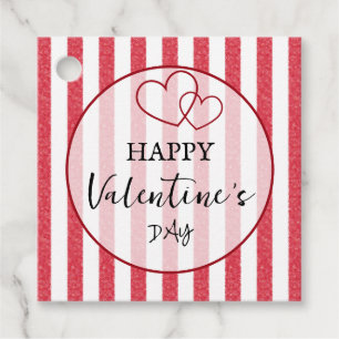 Happy Valentine's Day Heart Stripes Favour Tags