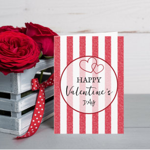 Happy Valentine's Day Heart Stripes Folded Holiday Card