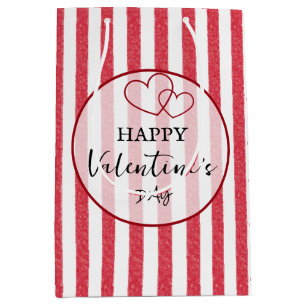 Happy Valentine's Day Heart Stripes Gift Bag