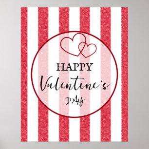 Happy Valentine's Day Heart Stripes Poster